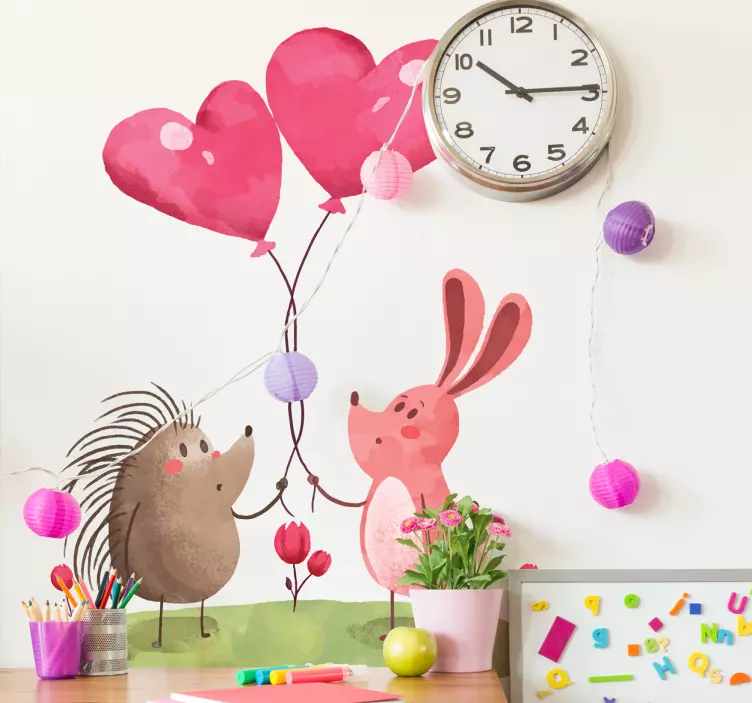 고슴도치와 토끼 그림 스티커 - TenStickers