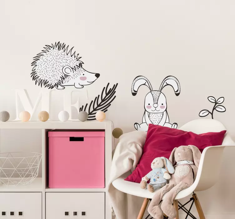 고슴도치와 토끼 벽 스티커 - TenStickers