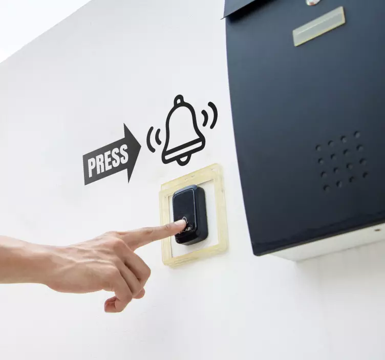 벽 스티커 싸인 도어벨을 눌러주세요 - TenStickers