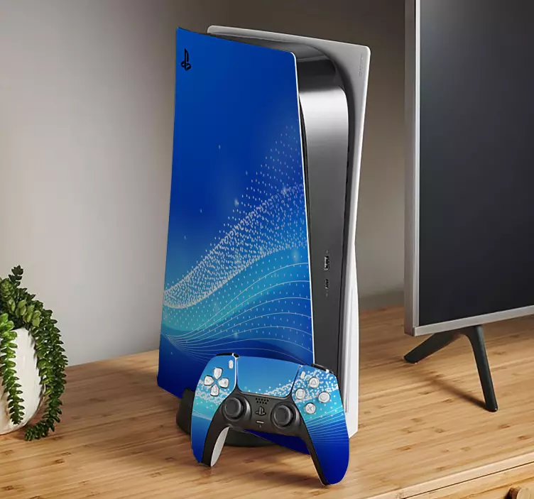 Ps5 마스크 푸른 물결 무늬 - TenStickers