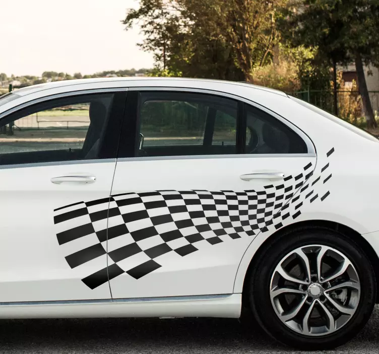 자동차 용 스티커 경주 깃발 - TenStickers