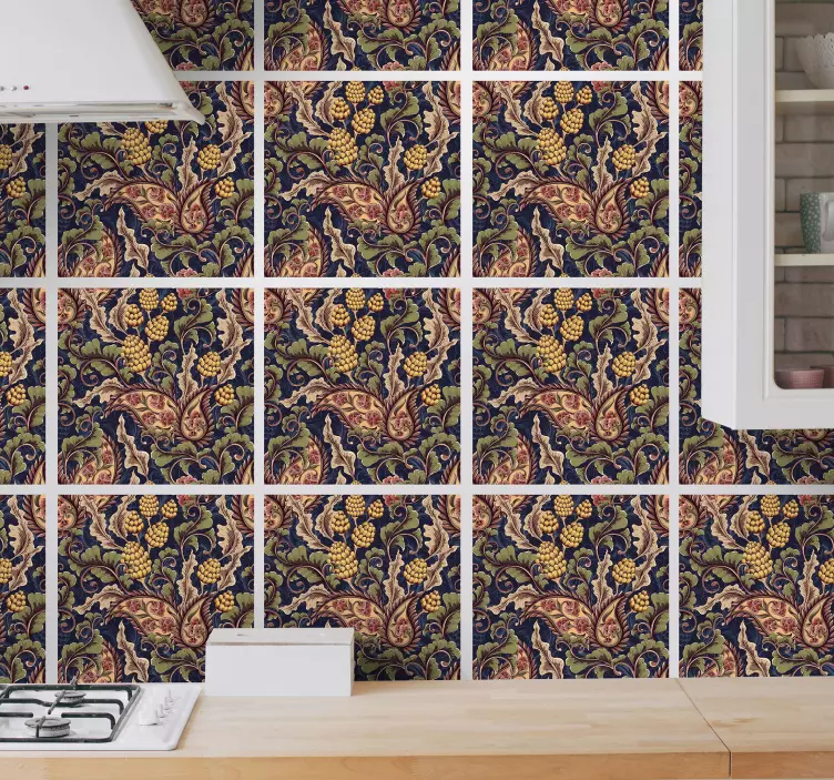 현실적인 페이즐리 일러스트 타일 스티커 - TenStickers