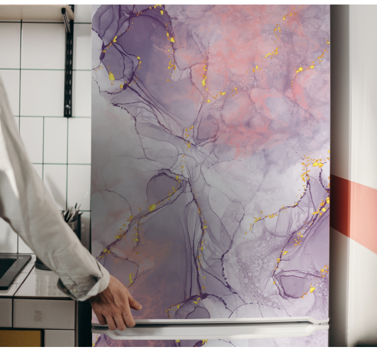 현실적인 보라색 대리석 냉장고 스티커 - TenStickers