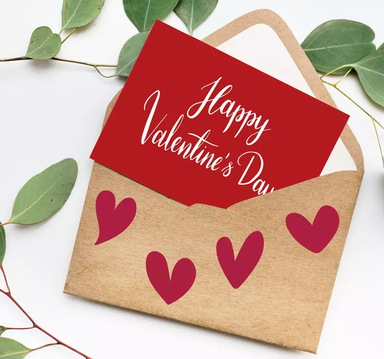 빨간 발렌타인 하트 발렌타인 스티커 - TenStickers