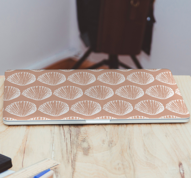 레트로 조개 패턴 베이지 노트북 스킨 데칼 - TenStickers