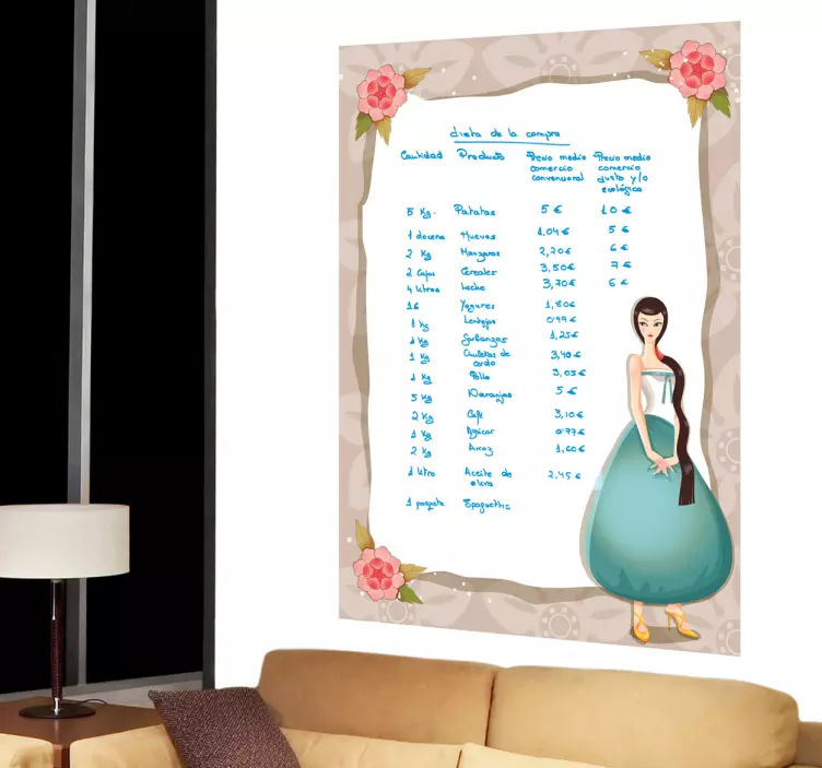 로맨틱 레이디 화이트 보드 스티커 - TenStickers