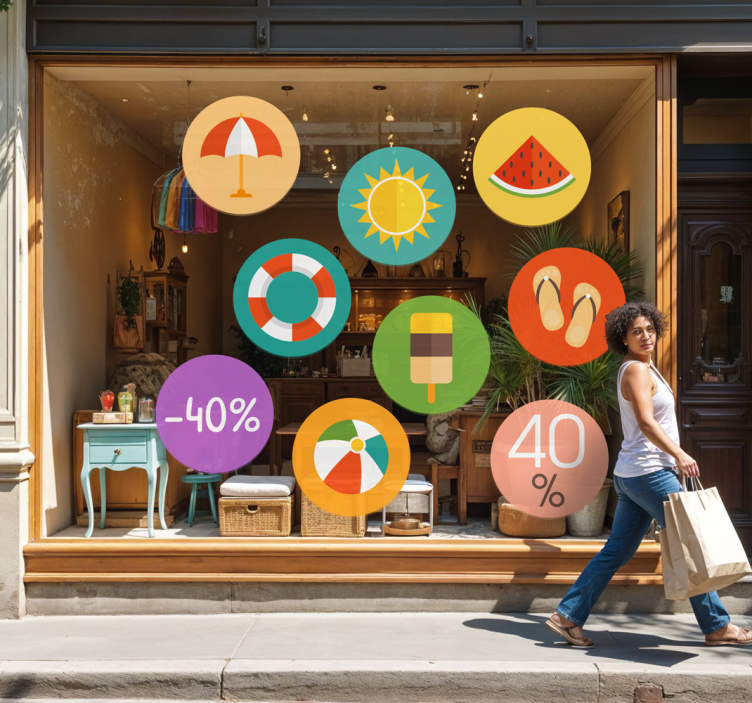 영업 스티커 다채로운 여름 할인 - TenStickers