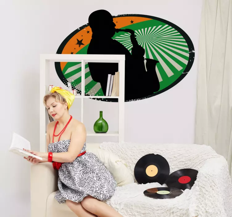 색소폰 실루엣 스티커 - TenStickers