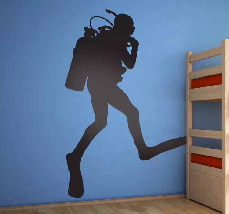 스쿠버 다이버 실루엣 스티커 - TenStickers