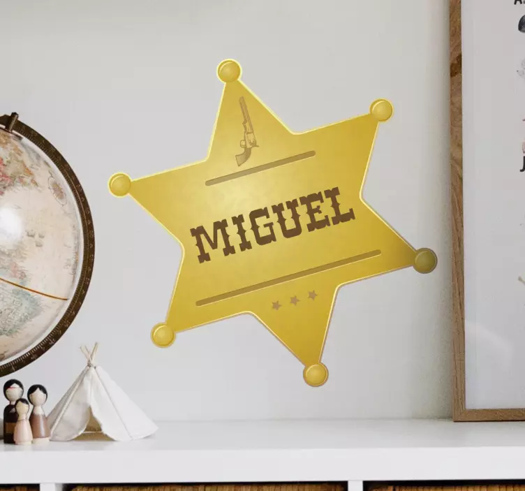 이름 벽 스티커와 보안관 배지 - TenStickers