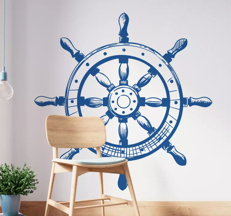 배 조타 일러스트 스티커 - TenStickers