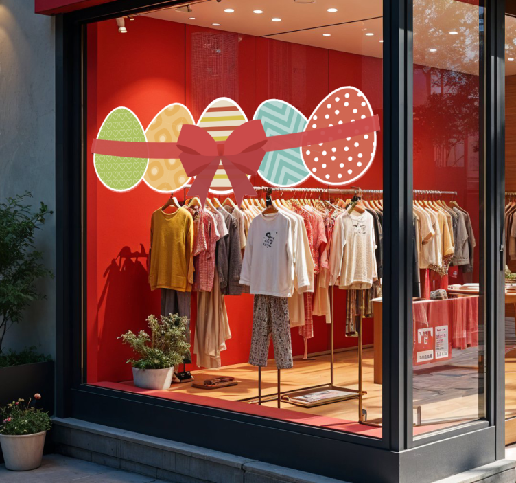 비닐 상점 간판 부활절 달걀과 리본 - TenStickers