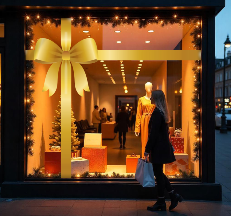 비닐 상점 간판 황금 선물 리본 - TenStickers