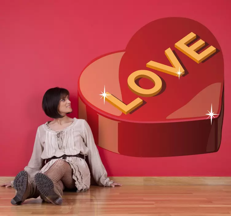 비닐 상점 간판 하트 모양 상자 - TenStickers