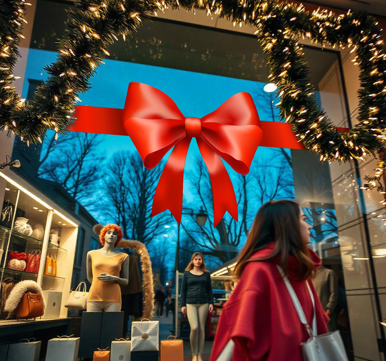 비닐 상점 간판 빨간 선물 리본 - TenStickers