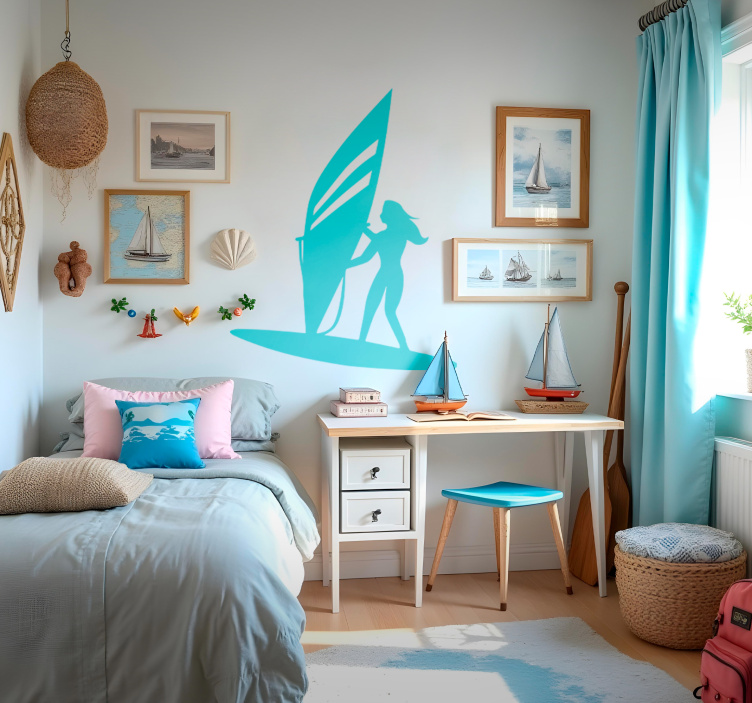 서핑 벽 스티커 항해하는 소녀 - TenStickers