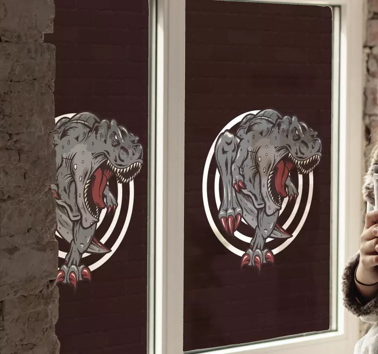 T-rex 일러스트 창 스티커 - TenStickers