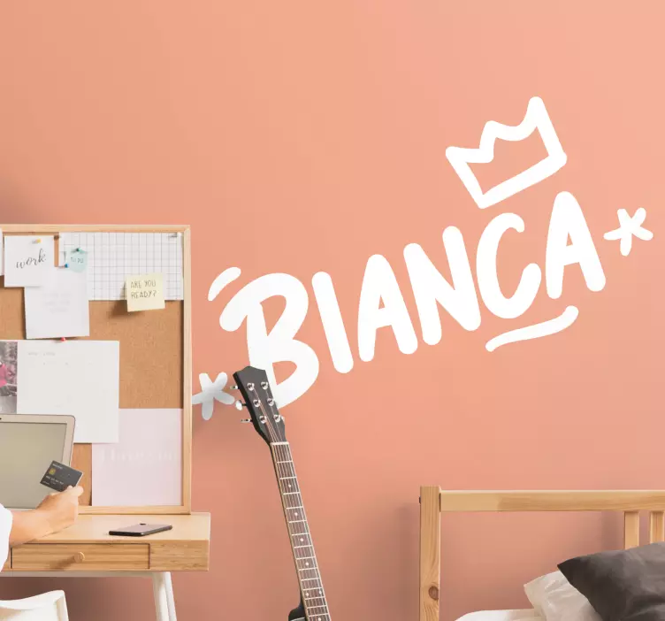 십대 방 벽 스티커 맞춤 이름 왕관 - TenStickers