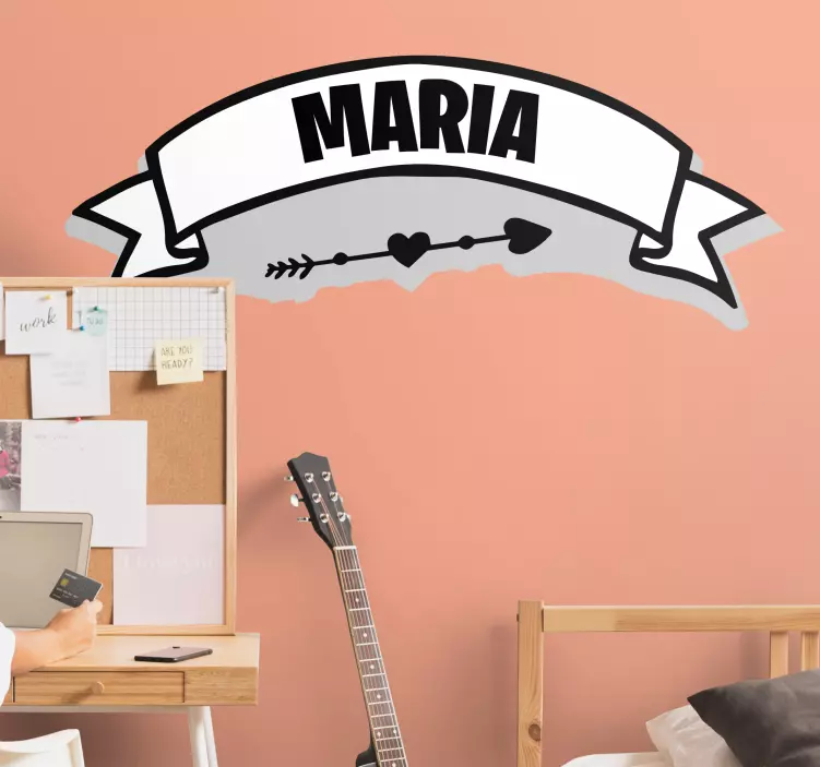 십대 방 벽 스티커 개인화된 이름 배너 - TenStickers