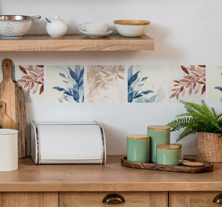 타일 스티커 수채화 꽃 패턴 - TenStickers