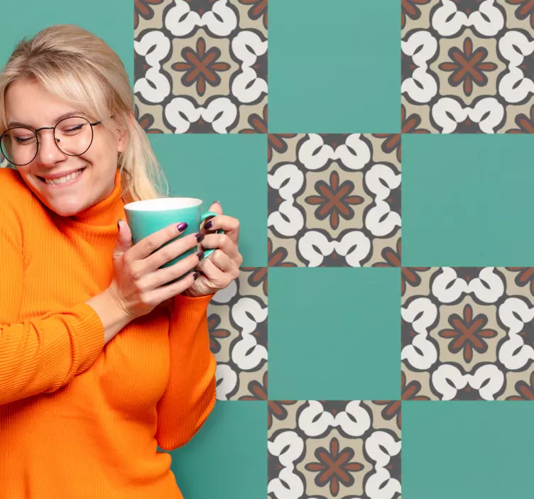 타일 스티커 기하학적 베이지 디자인 - TenStickers