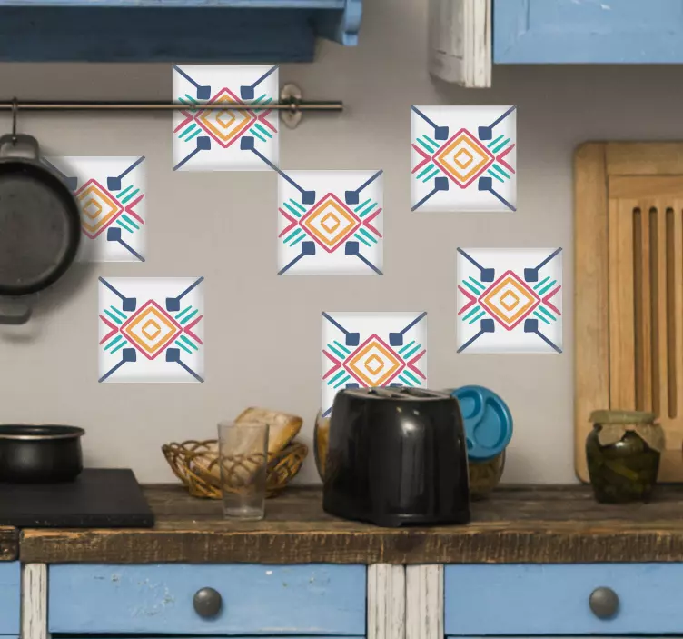 타일 스티커 기하학적 컬러풀 패턴 - TenStickers