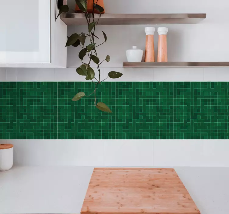 타일 스티커 기하학적 녹색 모티프 - TenStickers