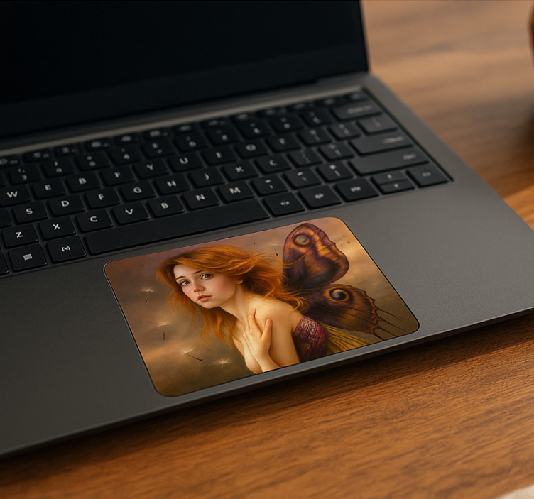 터치패드 스티커 떠다니는 민들레를 든 소녀 - TenStickers