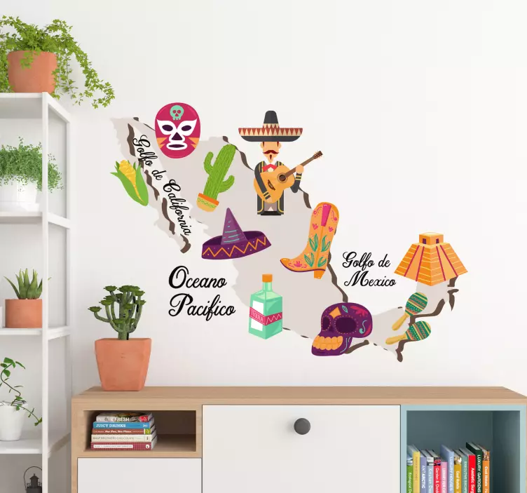 전통적인 요소지도 세계지도 벽 데칼 - TenStickers