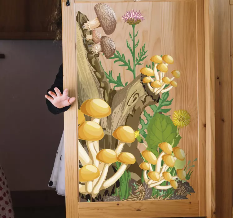 나무와 버섯 가구 스티커 - TenStickers