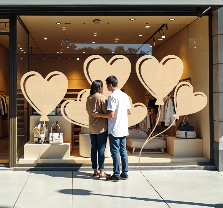 발렌타인 벽 스티커 하트 풍선 - TenStickers