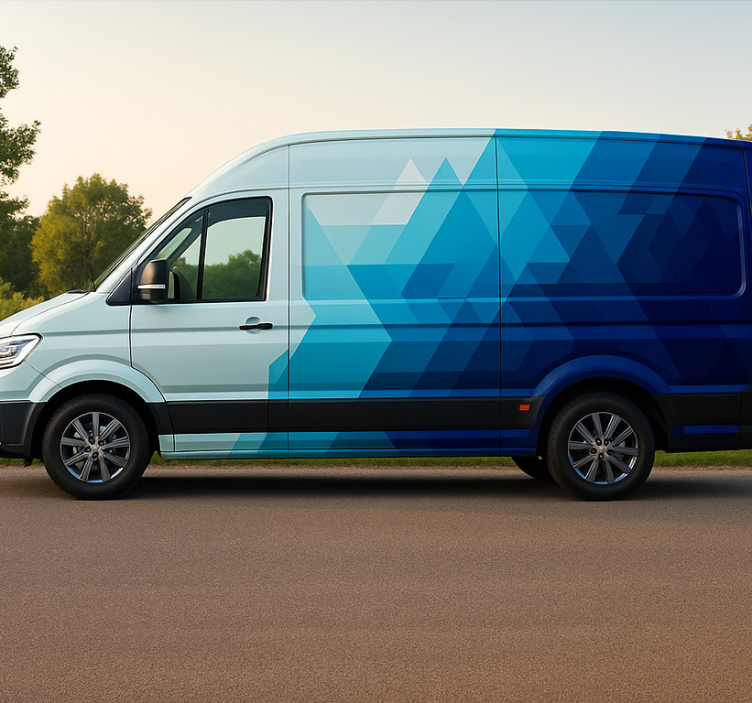 밴과 트럭 용 스티커 파란색 삼각형 디자인 - TenStickers