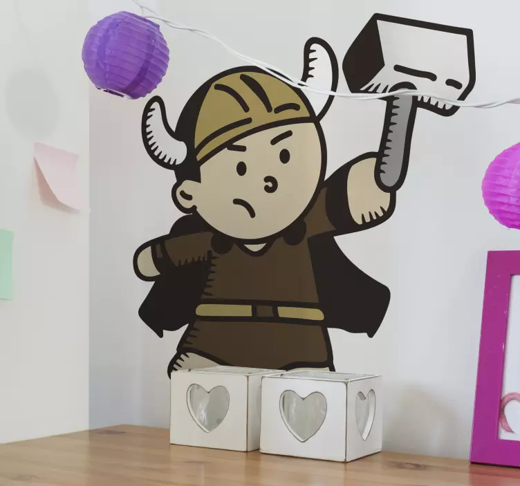 망치 캐릭터 데칼을 들고 바이킹 만화 - TenStickers