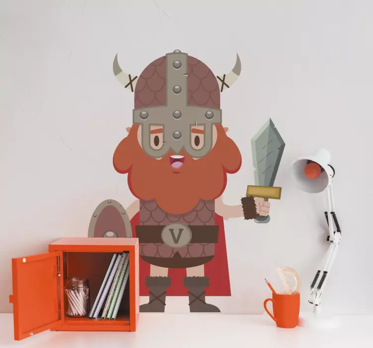 바이킹 오렌지 수염 창 캐릭터 데칼 - TenStickers