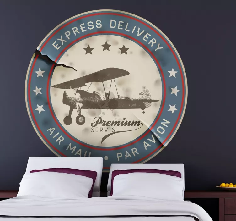 빈티지 비행기 항공 우편 전사 - TenStickers