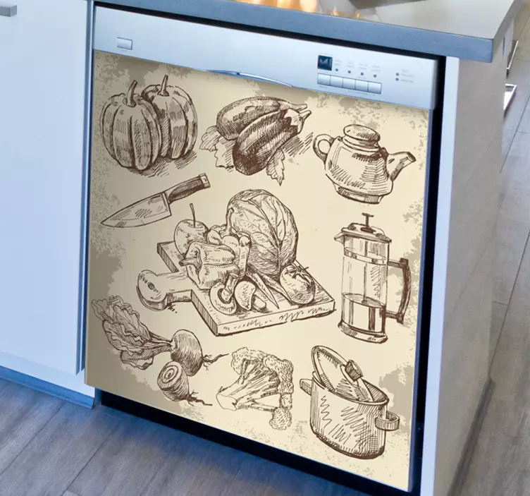 빈티지 음식 일러스트 데칼 - TenStickers