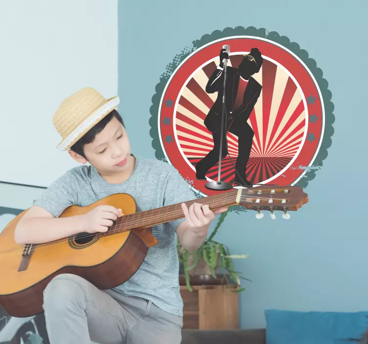 빈티지 록 가수 스티커 - TenStickers