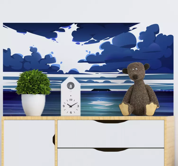 물에 의한 하늘의 비전 일러스트 스티커 - TenStickers