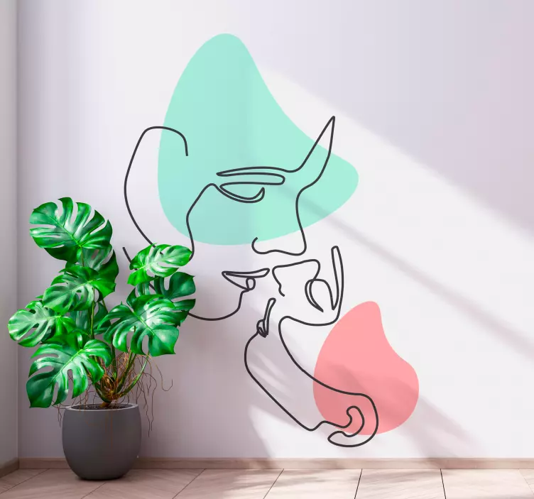 아트 테마 벽 스티커 미니멀리스트 라인 초상화 - TenStickers