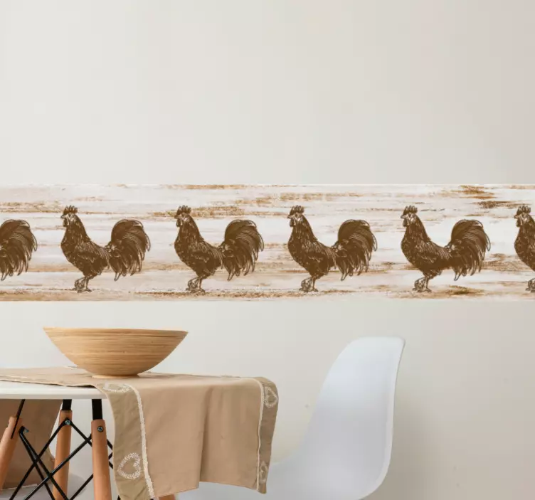 국경 벽 스티커 세련된 수탉 패턴 - TenStickers