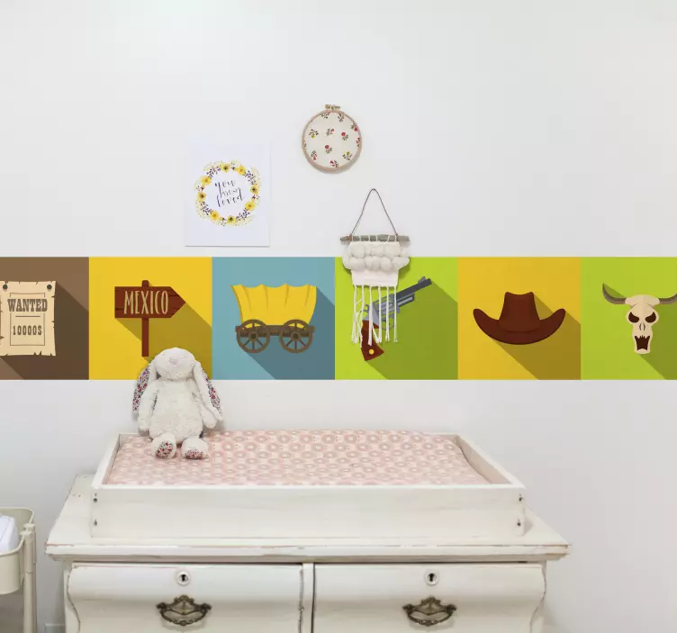 국경 벽 스티커 서부 테마 요소 - TenStickers