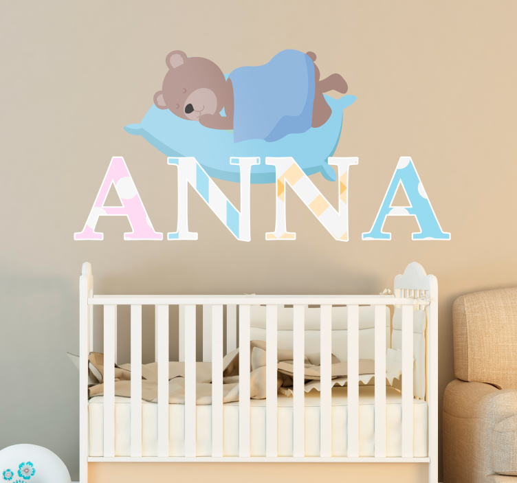 개인화 할 수있는 벽 전사 술 곰 베개 - TenStickers