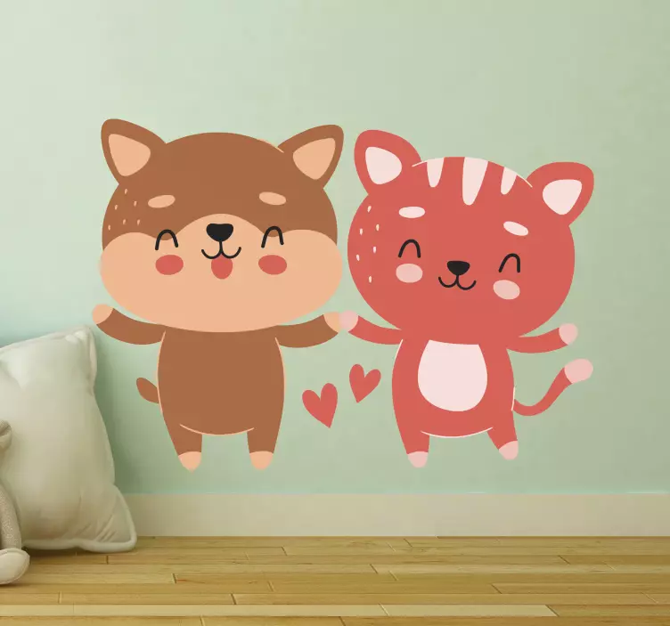 고양이 및 개 벽 스티커 사랑스러운 동물 친구들 - TenStickers
