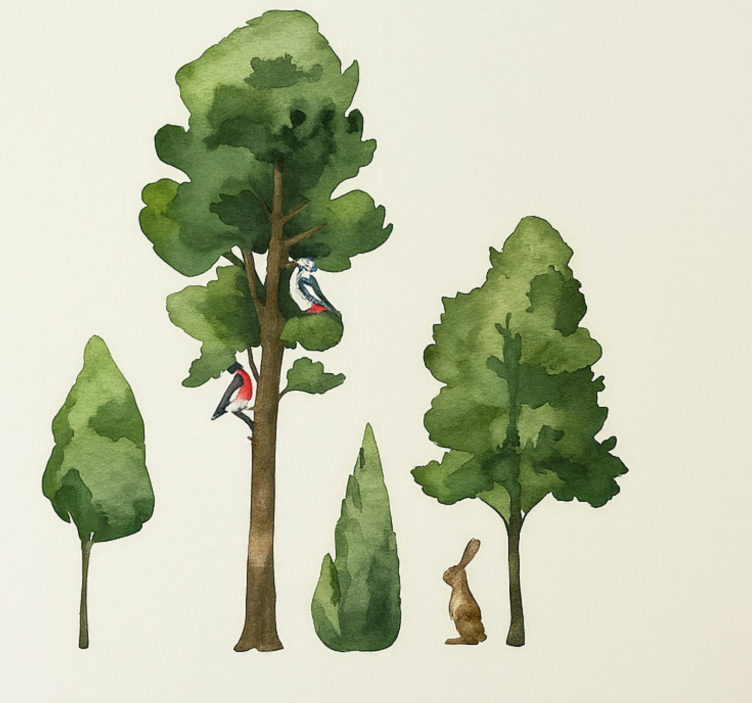 벽 스티커 아쿠아렐라 나무 - TenStickers