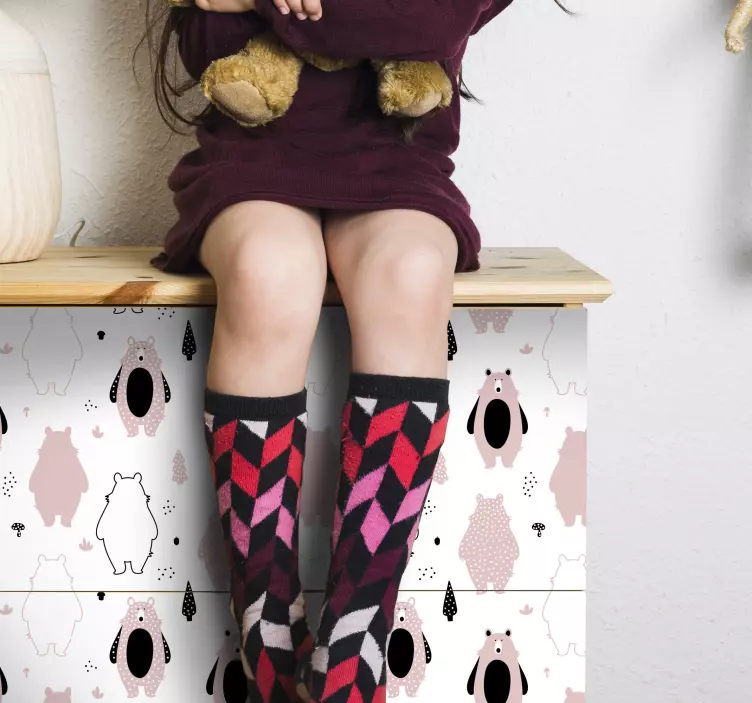 고양이 및 개 벽 스티커 매력적인 곰 패턴 - TenStickers