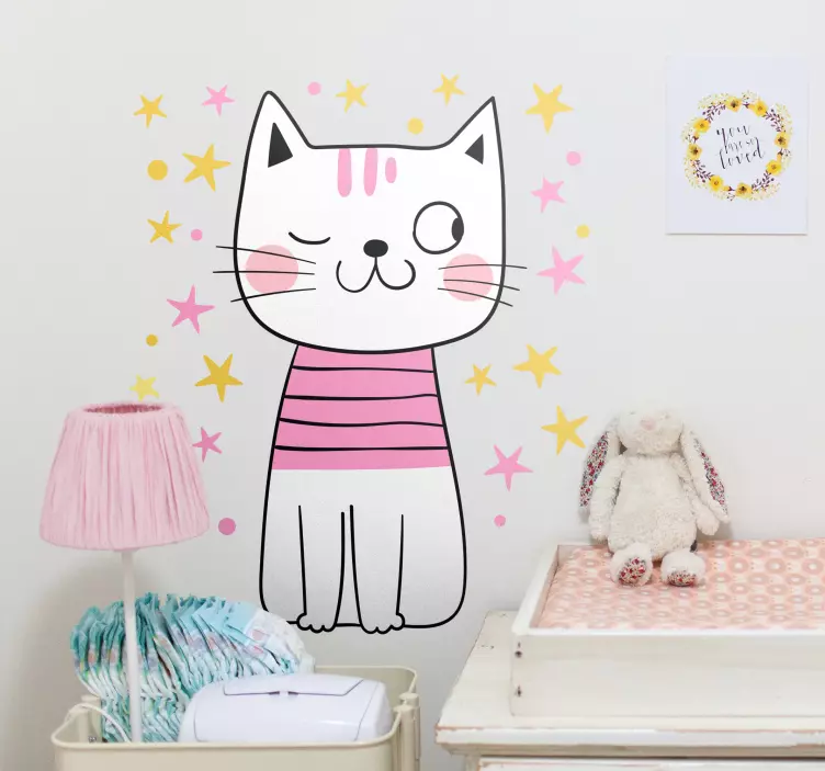 고양이 및 개 벽 스티커 매력적인 고양이 일러스트 - TenStickers