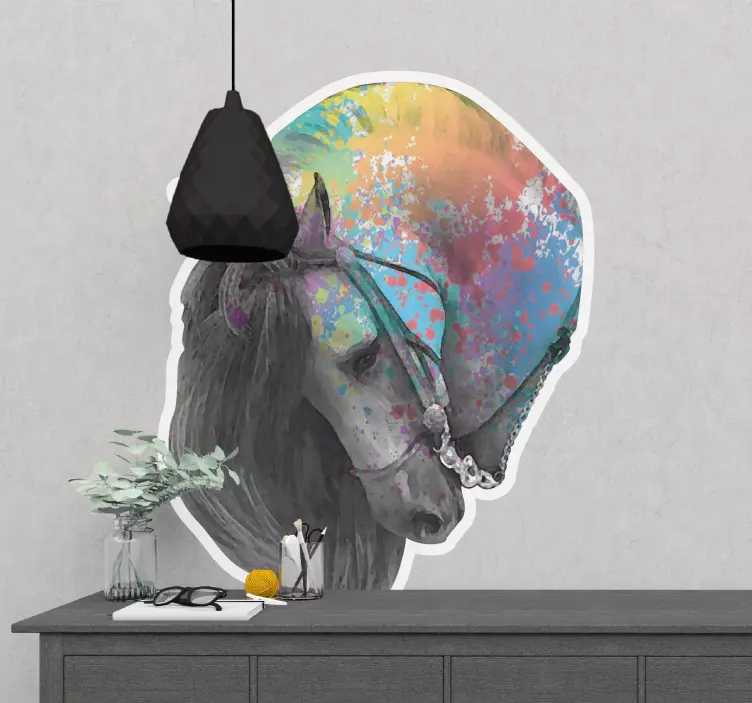 고양이 및 개 벽 스티커 다채로운 말 초상화 - TenStickers