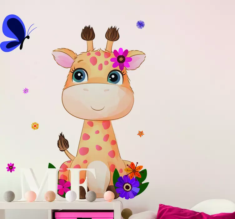 고양이 및 개 벽 스티커 귀여운 기린 캐릭터 - TenStickers