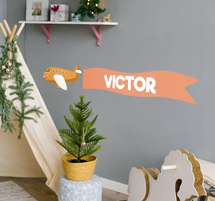 어린이를위한 벽 스티커 비행기 사용자 정의 이름 - TenStickers