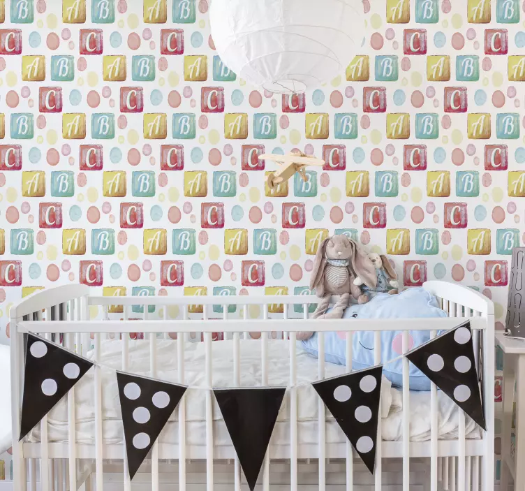 어린이를위한 벽 스티커 다채로운 알파벳 블록 - TenStickers